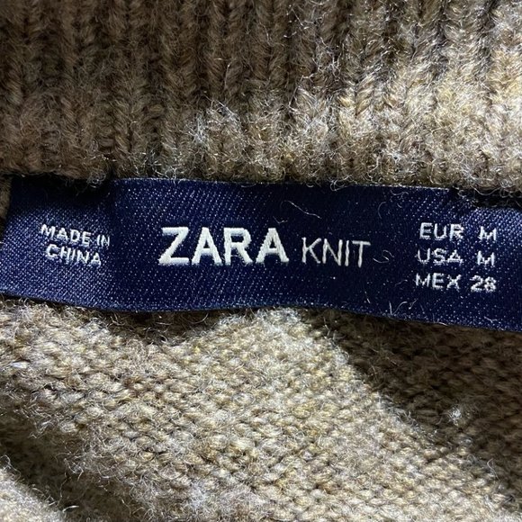 Zara Knit Over Sized Taupe High Low Sweater with Tie Sleeves Size Medium. - Picture 15 of 16